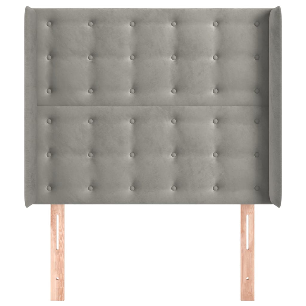 vidaXL Κεφαλάρι με Πτερύγια Ανοιχτό Γκρι 93x16x118/128 εκ. Βελούδινο