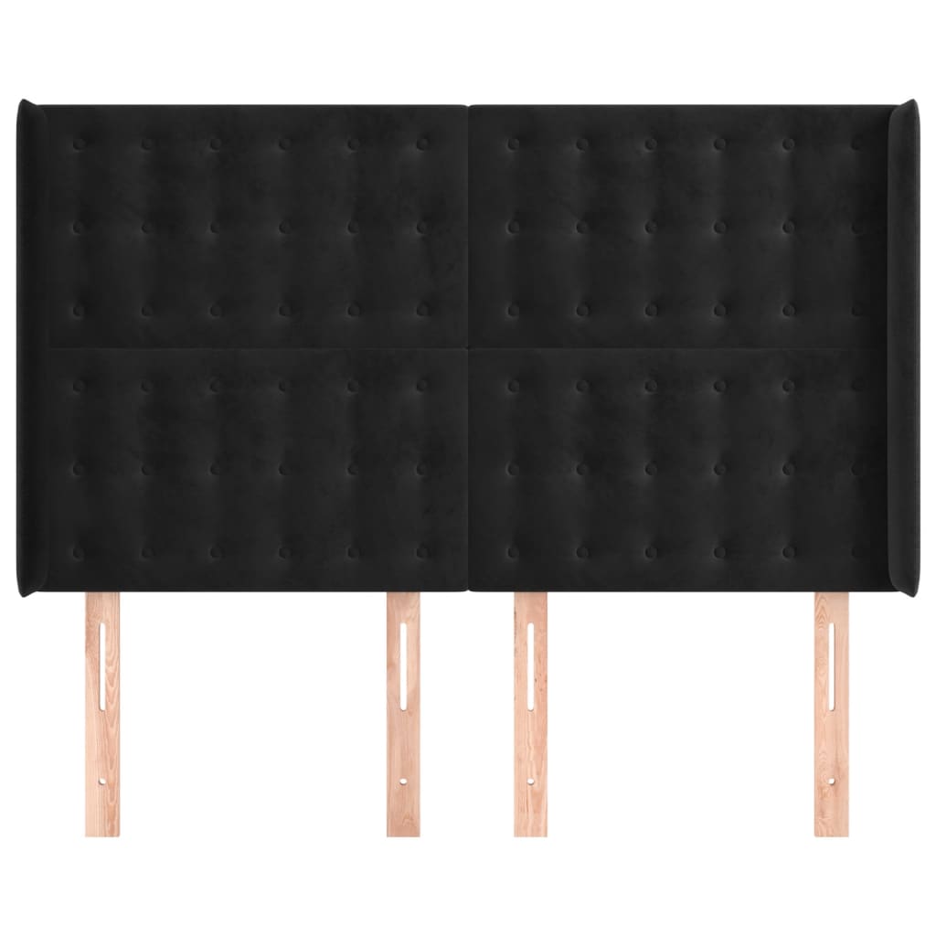 vidaXL Κεφαλάρι με Πτερύγια Μαύρο 147x16x118/128 εκ. Βελούδινο