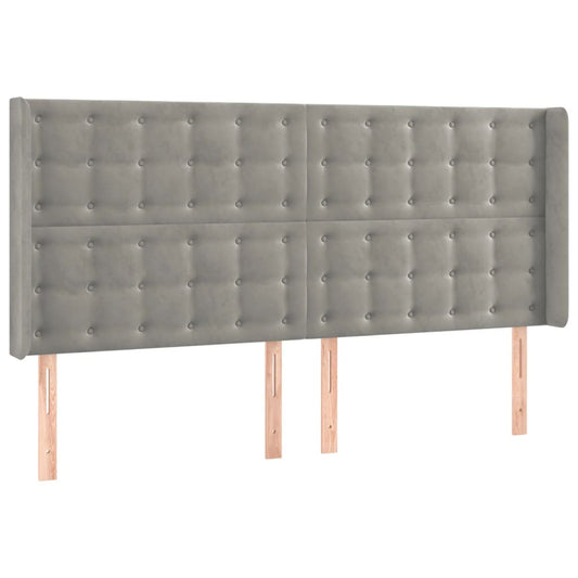 vidaXL Κεφαλάρι με Πτερύγια Ανοιχτό Γκρι 163x16x118/128 εκ. Βελούδινο