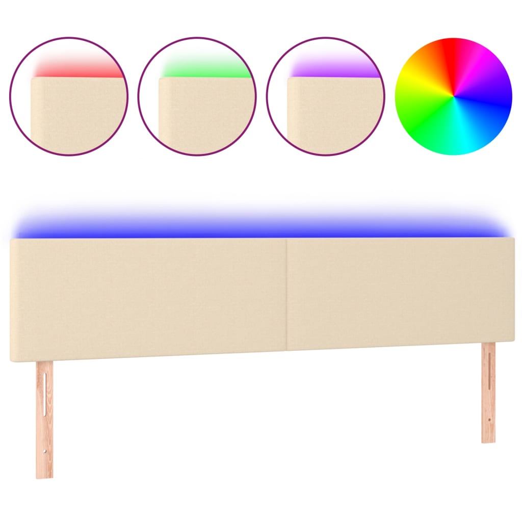 vidaXL Κεφαλάρι Κρεβατιού LED Κρεμ 160x5x78/88 εκ. Υφασμάτινο