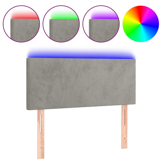 vidaXL Κεφαλάρι Κρεβατιού LED Ανοιχτό Γκρι 100x5x78/88 εκ. Βελούδινο