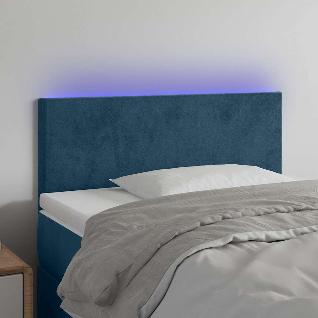 vidaXL Κεφαλάρι Κρεβατιού LED Σκούρο Μπλε 100x5x78/88 εκ. Βελούδινο