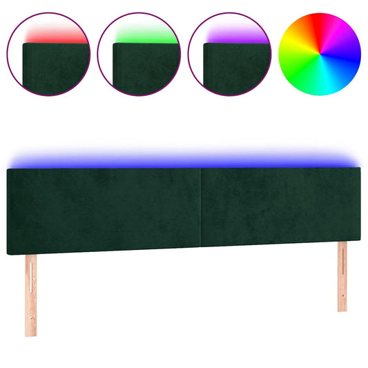 vidaXL Κεφαλάρι Κρεβατιού LED Σκούρο Πράσινο 180x5x78/88 εκ. Βελούδινο