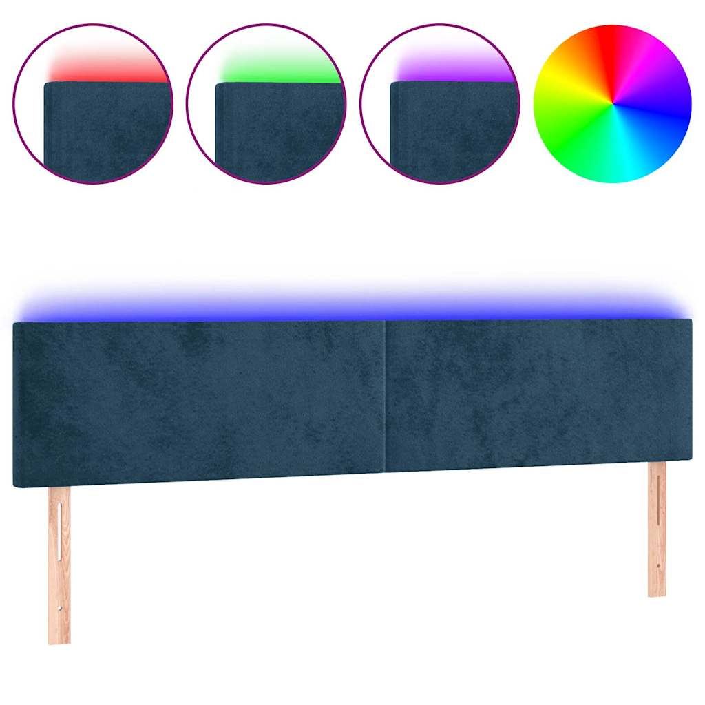 vidaXL Κεφαλάρι Κρεβατιού LED Σκούρο Μπλε 180x5x78/88 εκ. Βελούδινο
