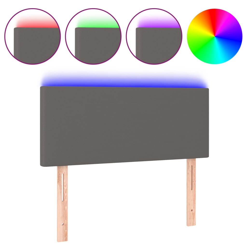 vidaXL Κεφαλάρι Κρεβατιού LED Γκρι 80x5x78/88 εκ. από Συνθετικό Δέρμα