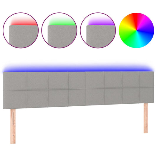 vidaXL Κεφαλάρι Κρεβατιού LED Ανοιχτό Γκρι 200x5x78/88 εκ. Υφασμάτινο