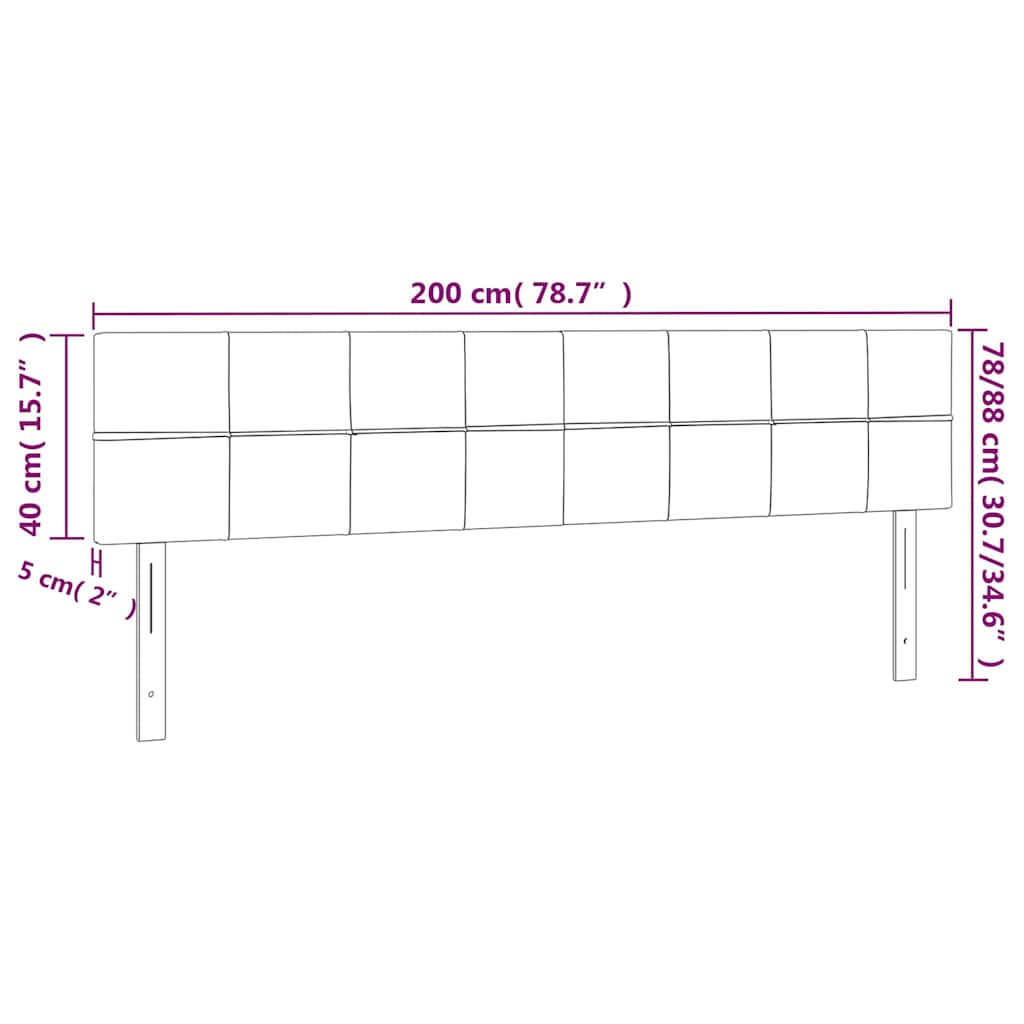 vidaXL Κεφαλάρι Κρεβατιού LED Σκούρο Μπλε 200x5x78/88 εκ. Βελούδινο