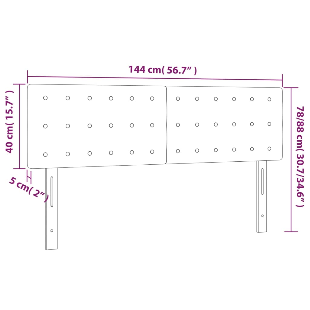 vidaXL Κεφαλάρι Κρεβατιού LED Λευκό 144x5x78/88 εκ. Συνθετ. Δέρμα