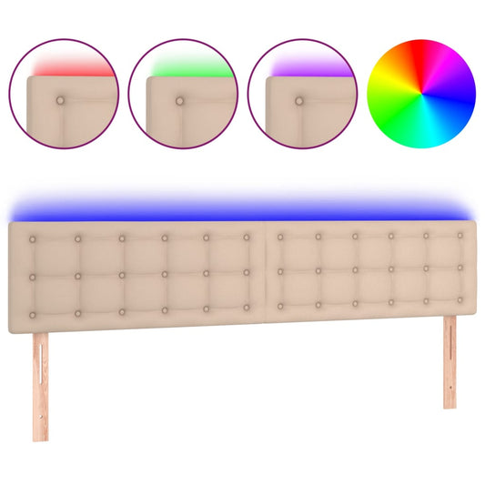 vidaXL Κεφαλάρι Κρεβατιού LED Καπουτσίνο 180x5x78/88 εκ. Συνθετ. Δέρμα