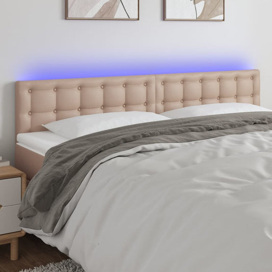 vidaXL Κεφαλάρι Κρεβατιού LED Καπουτσίνο 180x5x78/88 εκ. Συνθετ. Δέρμα