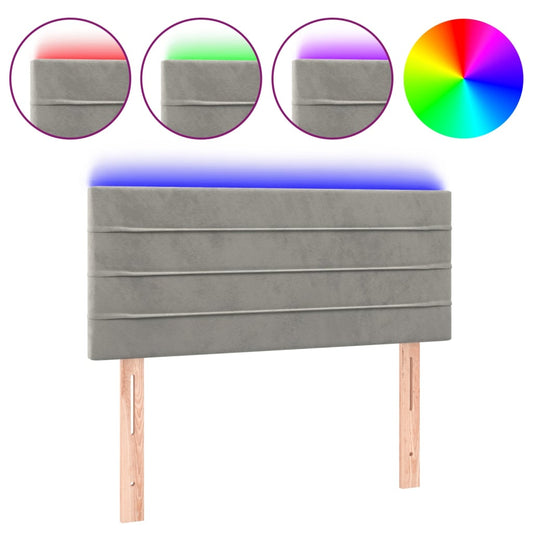 vidaXL Κεφαλάρι Κρεβατιού LED Ανοιχτό Γκρι 90x5x78/88 εκ. Βελούδινο