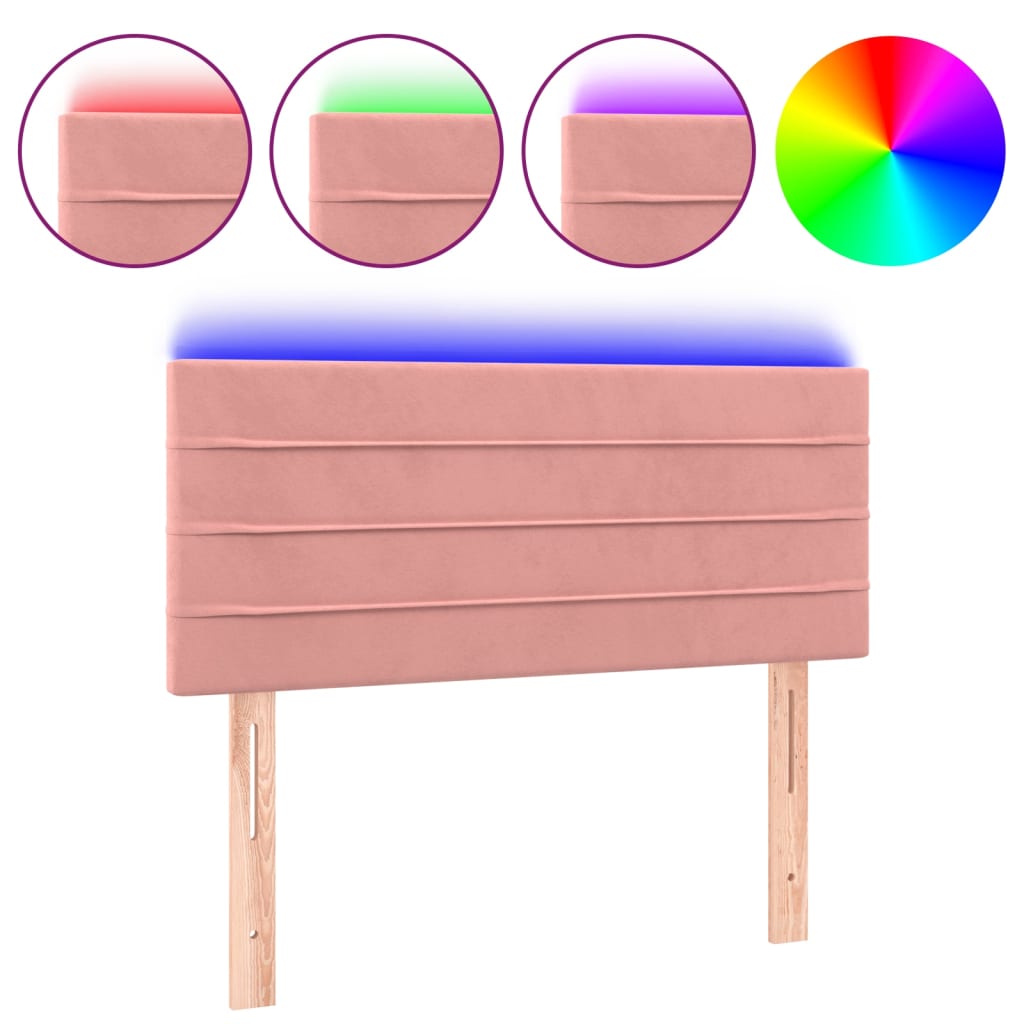 vidaXL Κεφαλάρι Κρεβατιού LED Ροζ 90x5x78/88 εκ. Βελούδινο