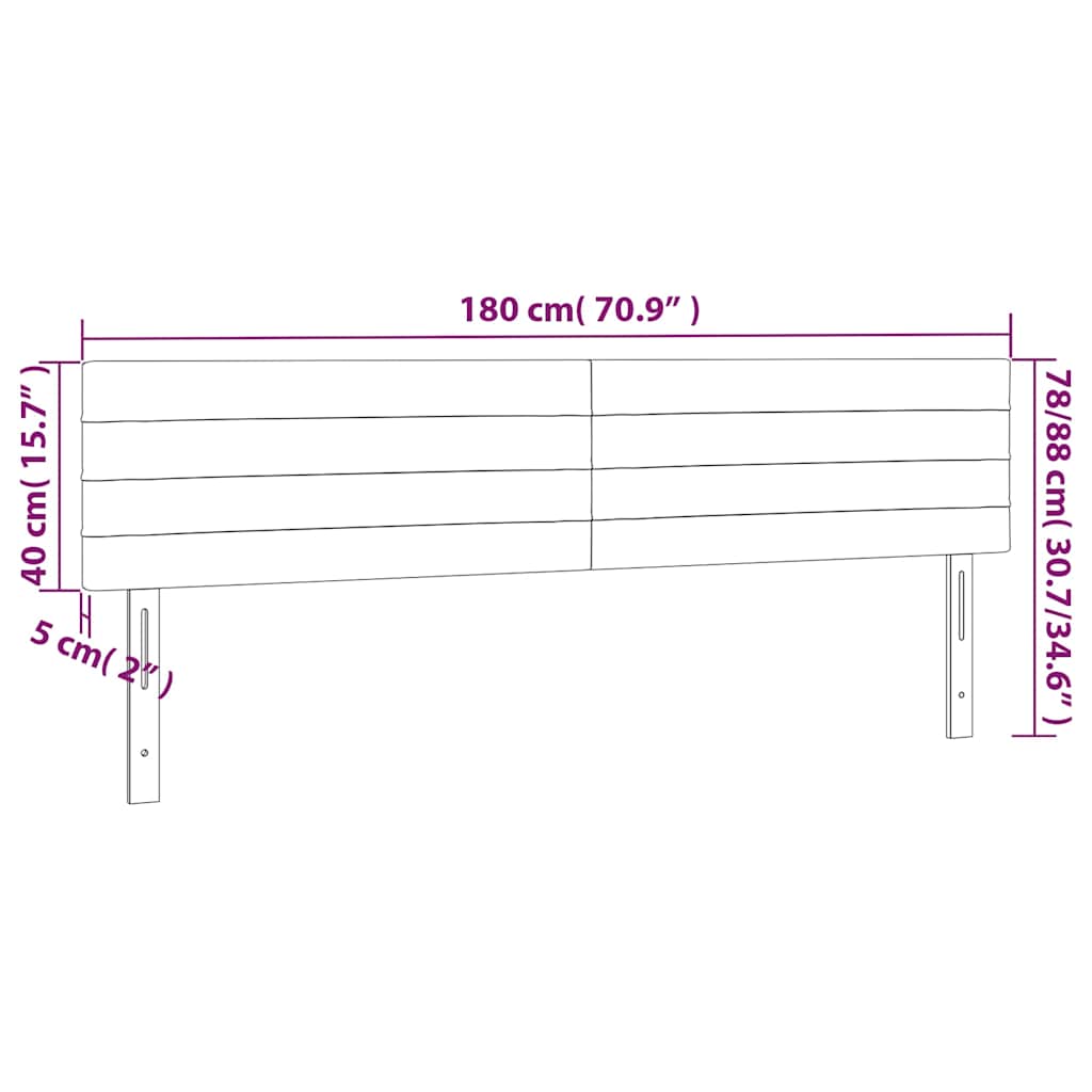 vidaXL Κεφαλάρι Κρεβατιού LED Σκούρο Μπλε 180x5x78/88 εκ. Βελούδινο