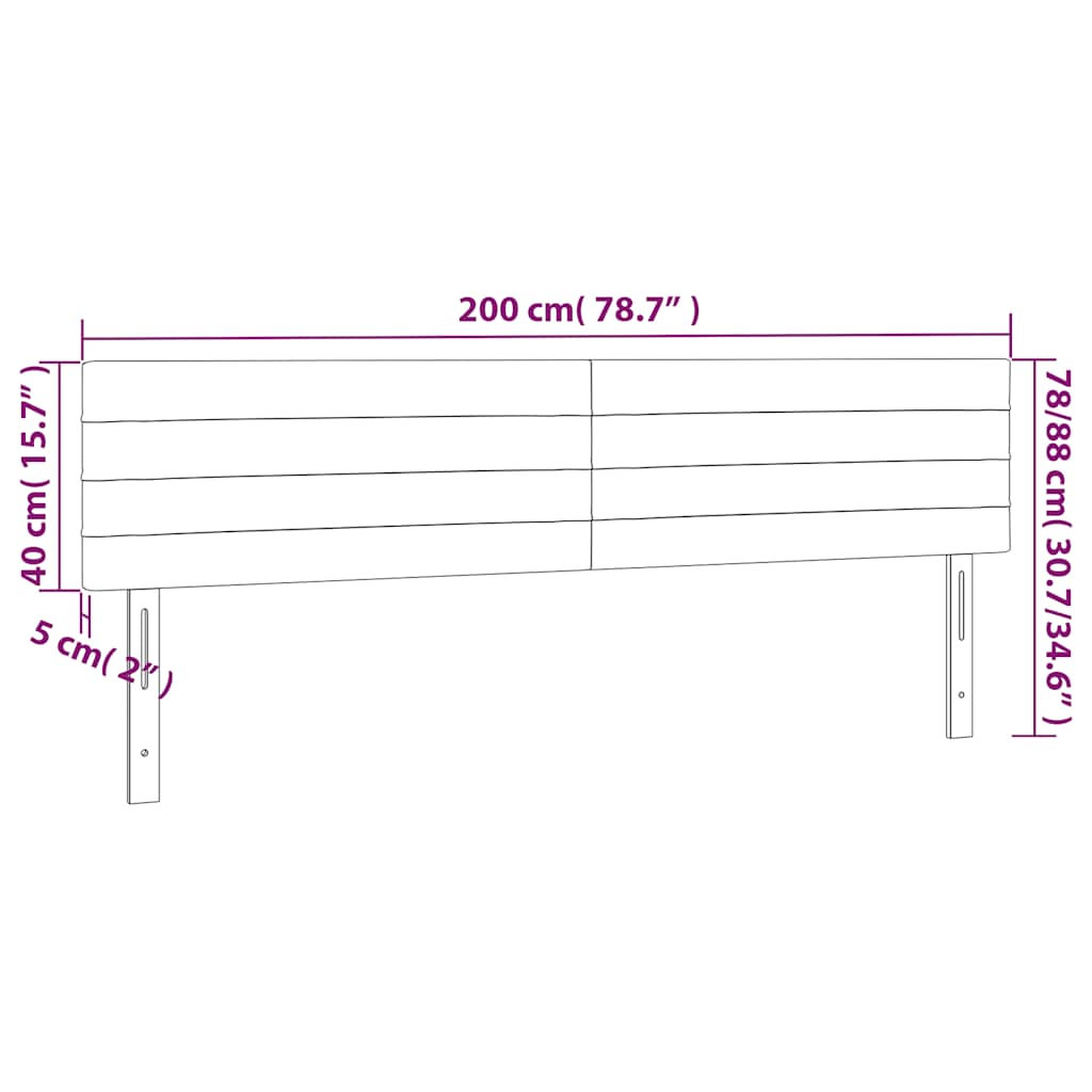 vidaXL Κεφαλάρι Κρεβατιού LED Σκούρο Μπλε 200x5x78/88 εκ. Βελούδινο