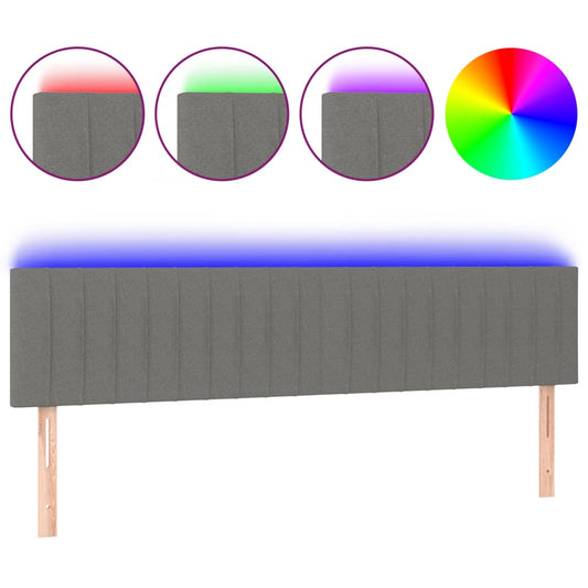 vidaXL Κεφαλάρι Κρεβατιού LED Σκούρο Γκρι 160x5x78/88 εκ. Υφασμάτινο