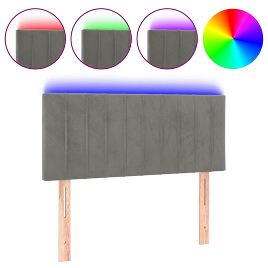 vidaXL Κεφαλάρι Κρεβατιού LED Ανοιχτό Γκρι 80x5x78/88 εκ. Βελούδινο