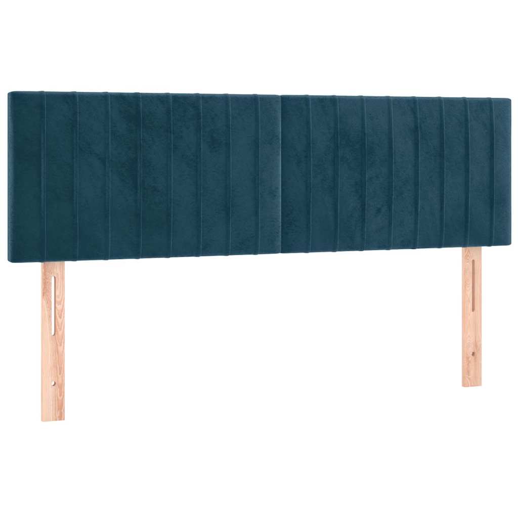 vidaXL Κεφαλάρι Κρεβατιού LED Σκούρο Μπλε 144x5x78/88 εκ. Βελούδινο