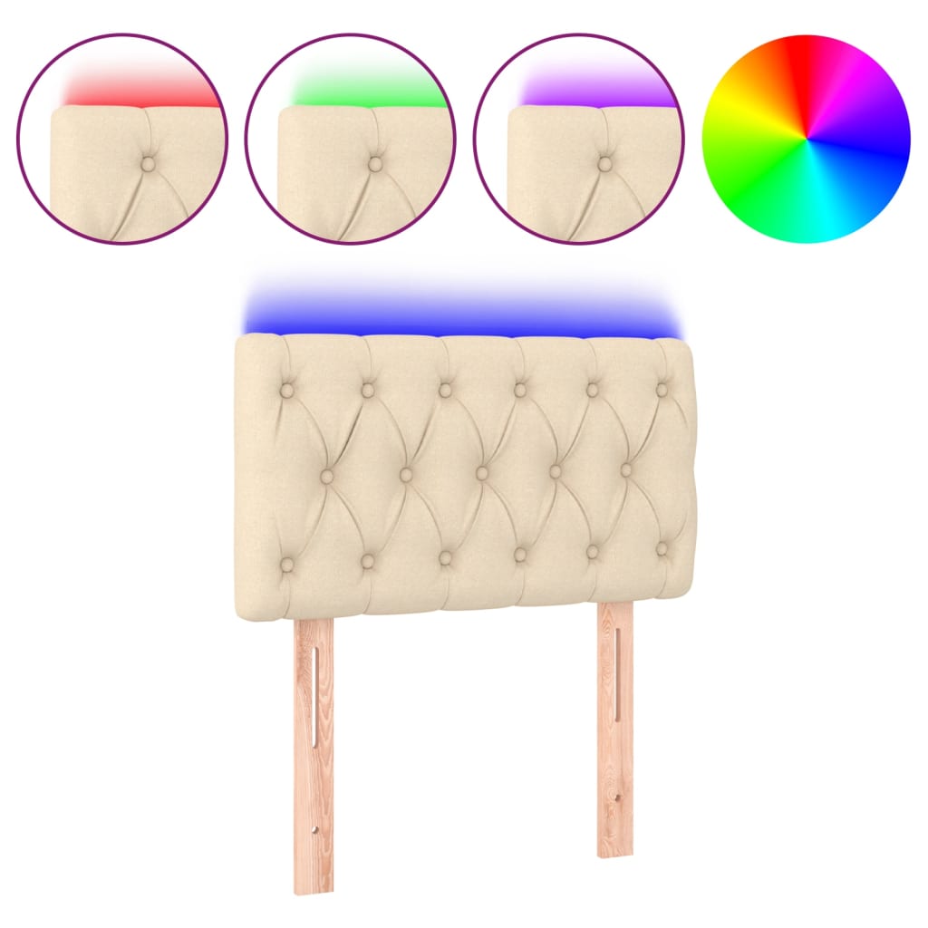 vidaXL Κεφαλάρι Κρεβατιού LED Κρεμ 80x7x78/88 εκ. Υφασμάτινο