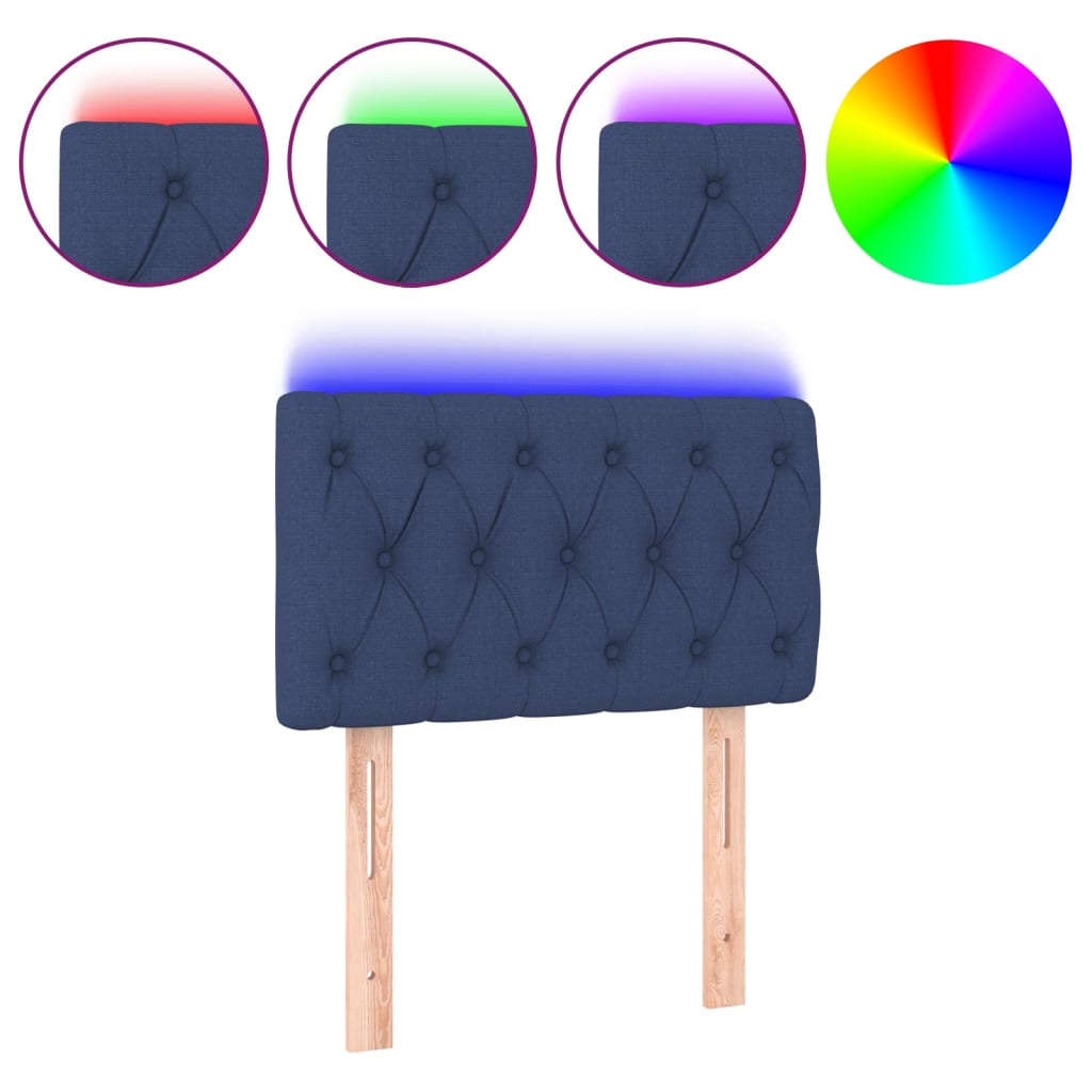 vidaXL Κεφαλάρι Κρεβατιού LED Μπλε 80x7x78/88 εκ. Υφασμάτινο