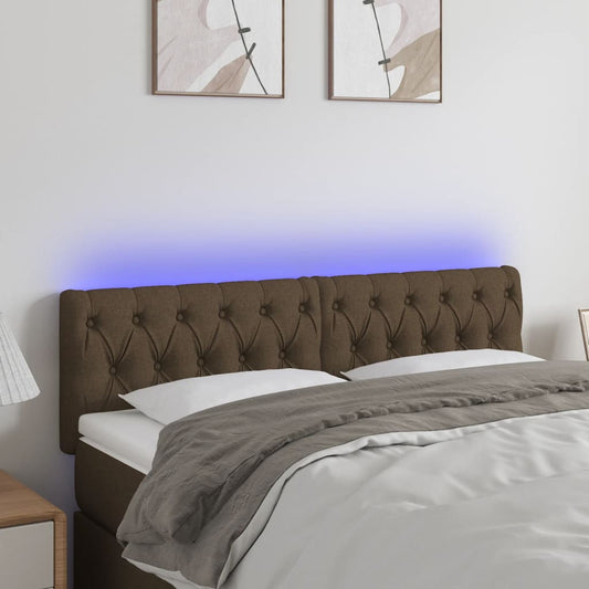 vidaXL Κεφαλάρι Κρεβατιού LED Σκούρο Καφέ 160x7x78/88 εκ. Υφασμάτινο