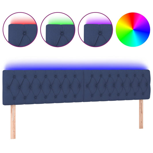 vidaXL Κεφαλάρι Κρεβατιού LED Μπλε 180x7x78/88 εκ. Υφασμάτινο