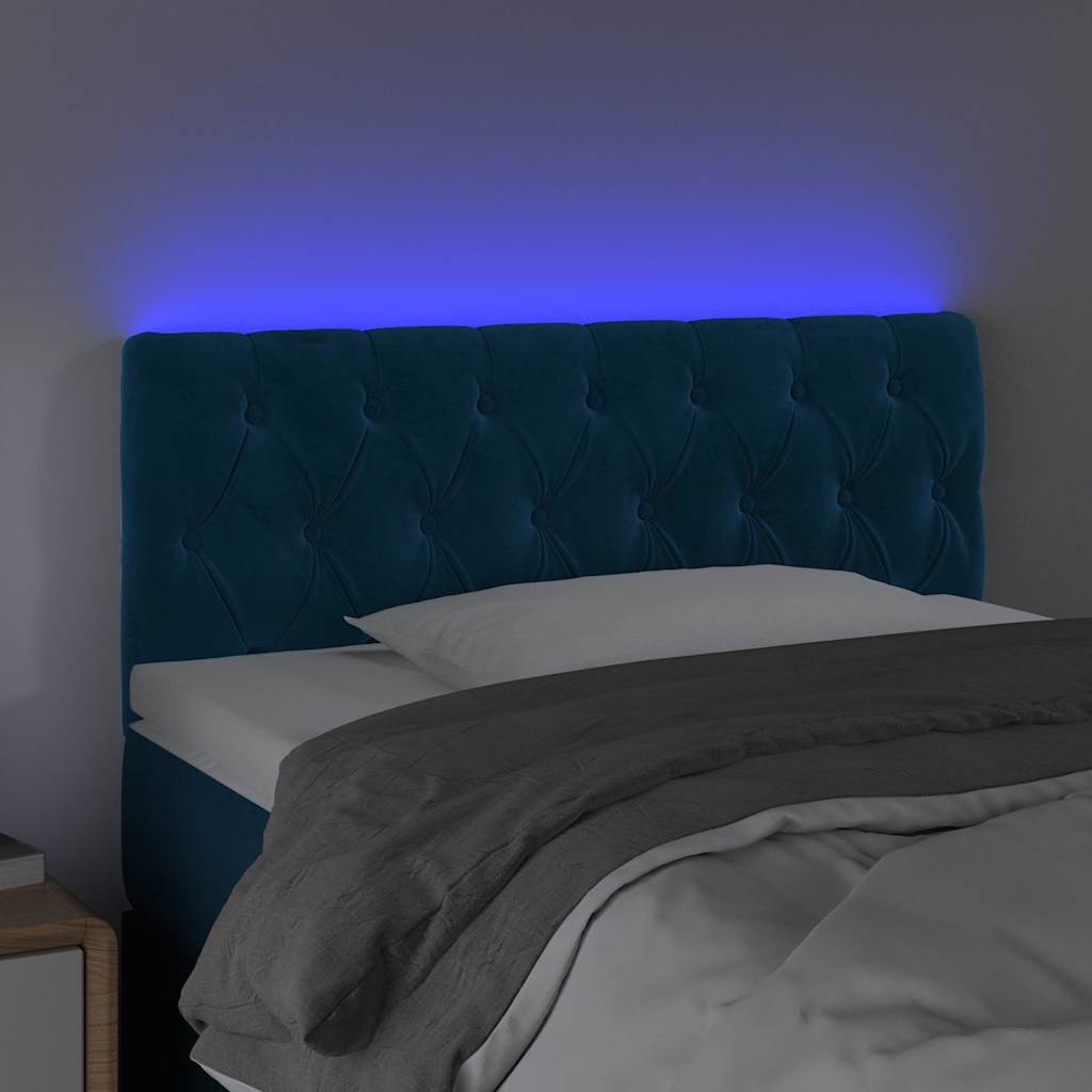 vidaXL Κεφαλάρι Κρεβατιού LED Σκούρο Μπλε 90x7x78/88 εκ. Βελούδινο