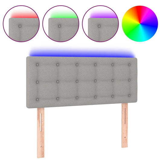 vidaXL Κεφαλάρι Κρεβατιού LED Ανοιχτό Γκρι 100x5x78/88 εκ. Υφασμάτινο