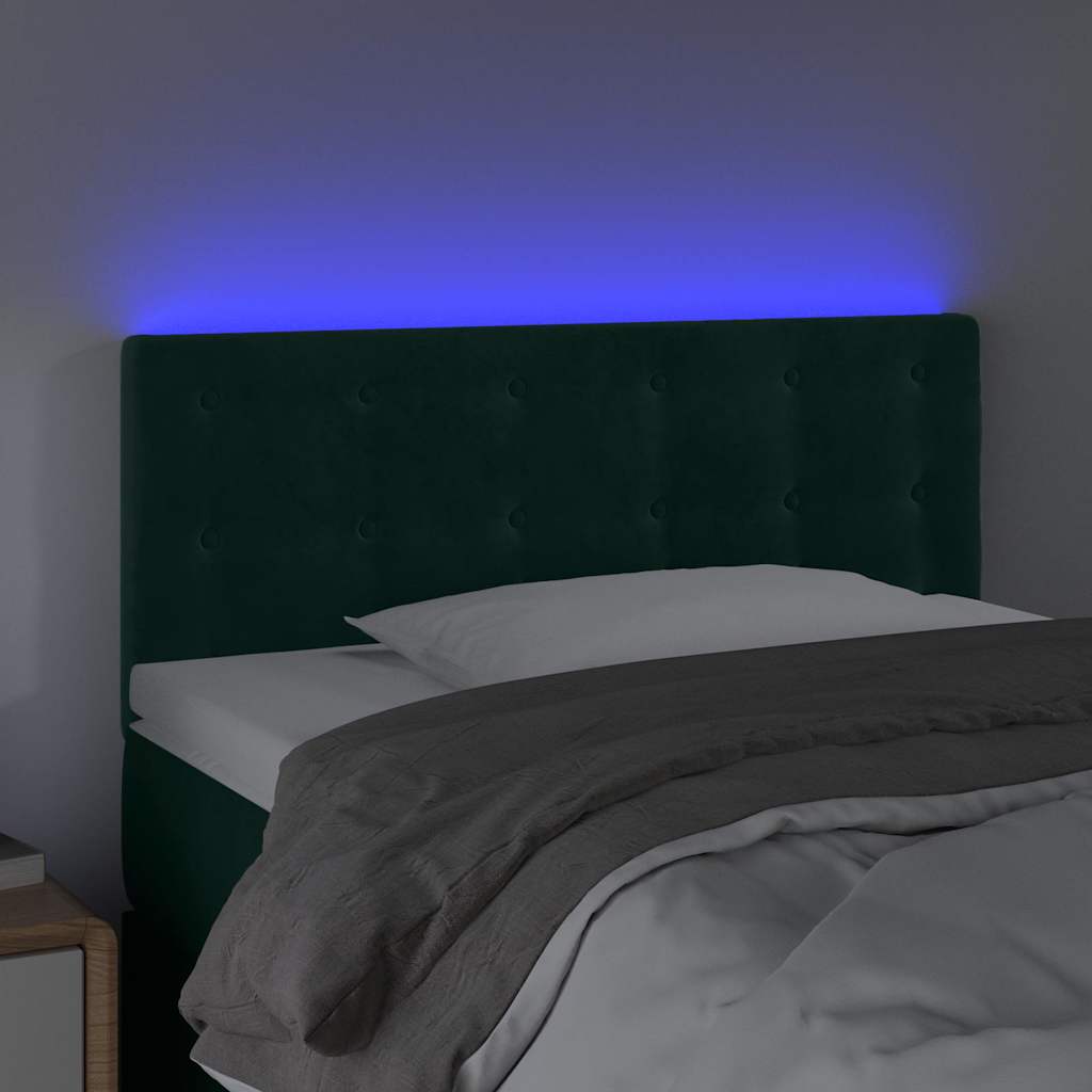 vidaXL Κεφαλάρι Κρεβατιού LED Σκούρο Πράσινο 90x5x78/88 εκ. Βελούδινο