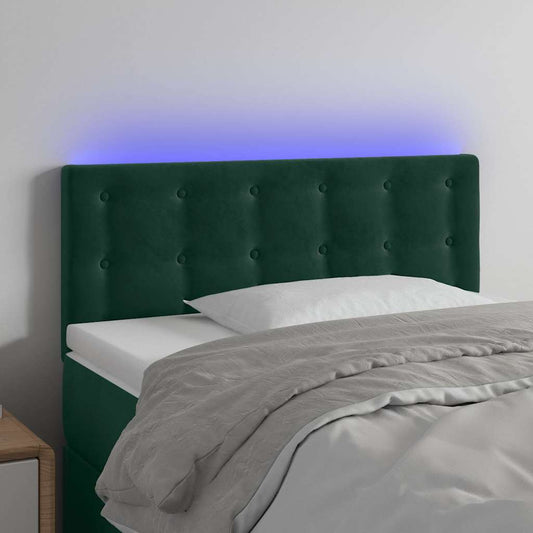 vidaXL Κεφαλάρι Κρεβατιού LED Σκούρο Πράσινο 90x5x78/88 εκ. Βελούδινο