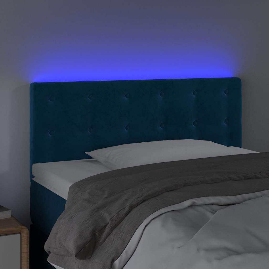 vidaXL Κεφαλάρι Κρεβατιού LED Σκούρο Μπλε 100x5x78/88 εκ. Βελούδινο