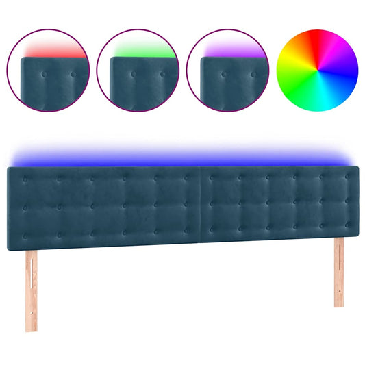 vidaXL Κεφαλάρι Κρεβατιού LED Σκούρο Μπλε 180x5x78/88 εκ. Βελούδινο