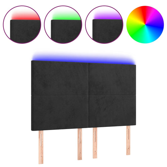 vidaXL Κεφαλάρι Κρεβατιού LED Μαύρο 144x5x118/128 εκ. Βελούδινο