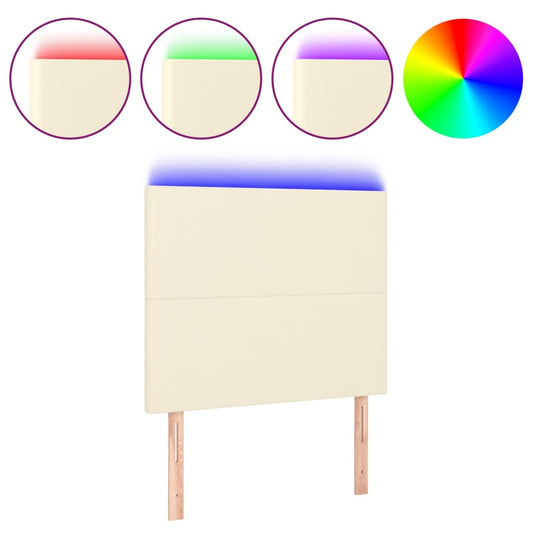 vidaXL Κεφαλάρι Κρεβατιού LED Κρεμ 80x5x118/128 εκ