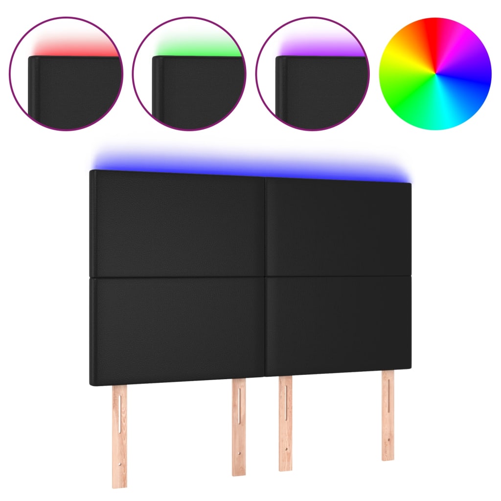 vidaXL Κεφαλάρι Κρεβατιού LED Μαύρο 144x5x118/128 εκ