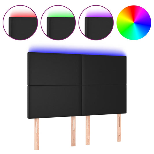 vidaXL Κεφαλάρι Κρεβατιού LED Μαύρο 144x5x118/128 εκ