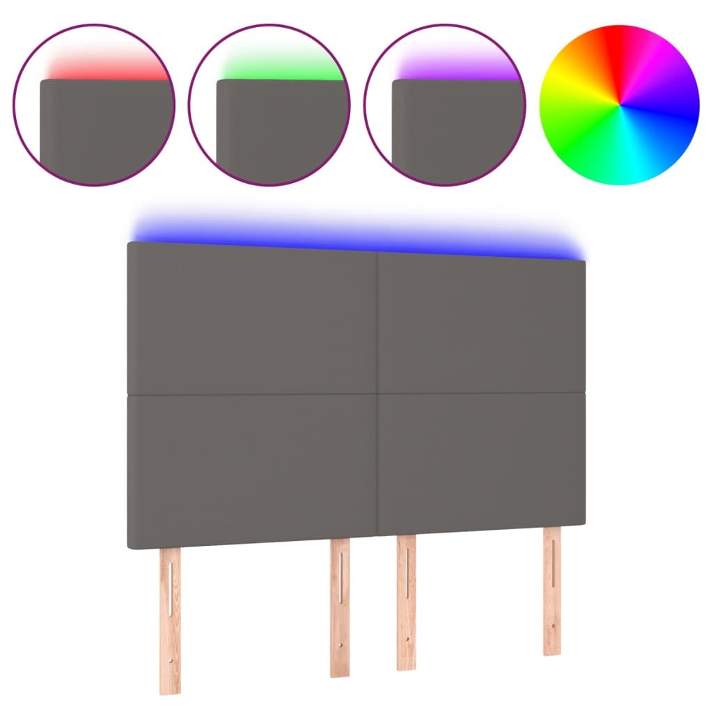 vidaXL Κεφαλάρι Κρεβατιού LED Γκρι 144x5x118/128 εκ