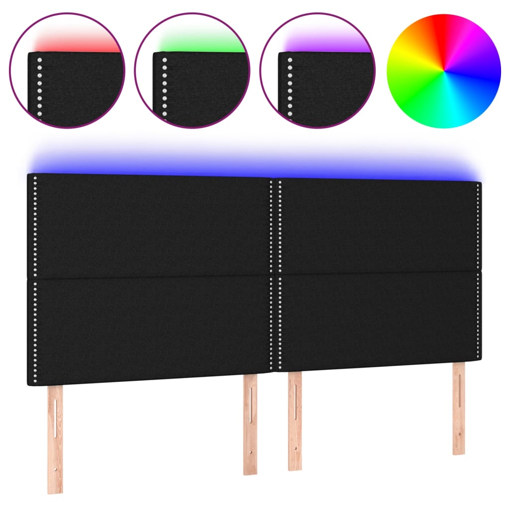 vidaXL Κεφαλάρι Κρεβατιού LED Μαύρο 160x5x118/128 εκ. Υφασμάτινο