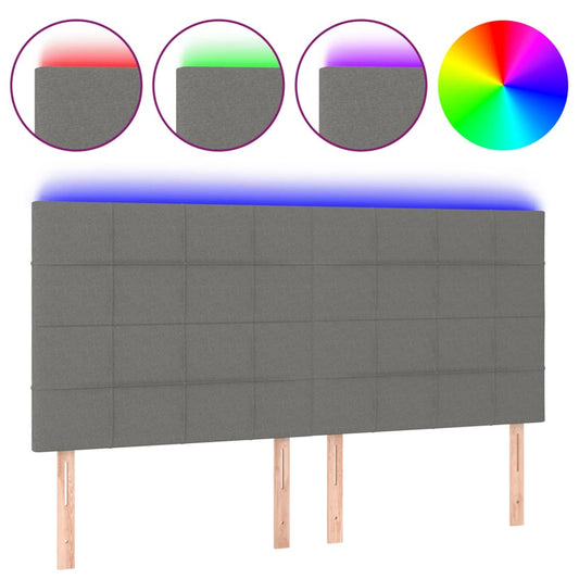 vidaXL Κεφαλάρι Κρεβατιού LED Σκούρο Γκρι 160x5x118/128εκ. Υφασμάτινο