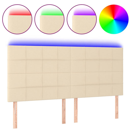 vidaXL Κεφαλάρι Κρεβατιού LED Κρεμ 160x5x118/128 εκ. Υφασμάτινο