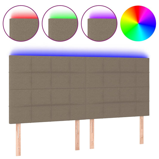vidaXL Κεφαλάρι Κρεβατιού LED Taupe 200x5x118/128 εκ. Υφασμάτινο