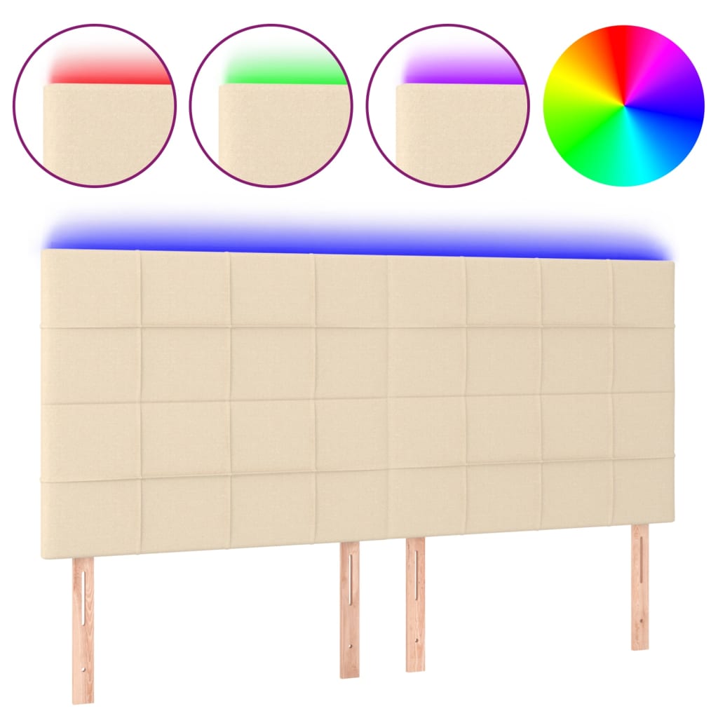 vidaXL Κεφαλάρι Κρεβατιού LED Κρεμ 200x5x118/128 εκ. Υφασμάτινο