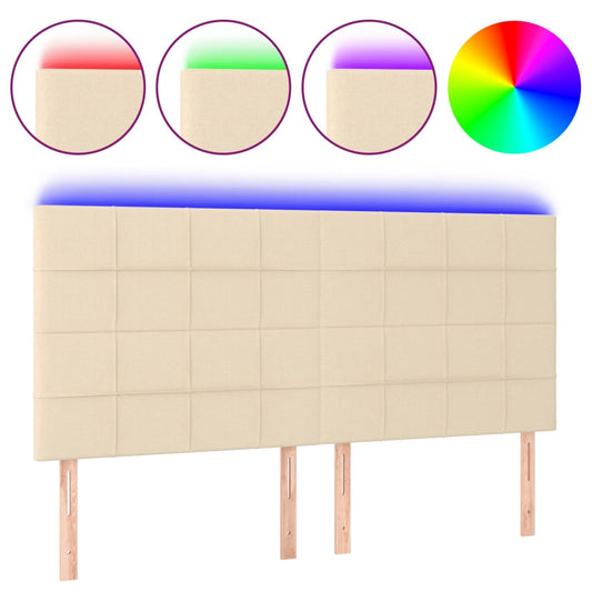 vidaXL Κεφαλάρι Κρεβατιού LED Κρεμ 200x5x118/128 εκ. Υφασμάτινο