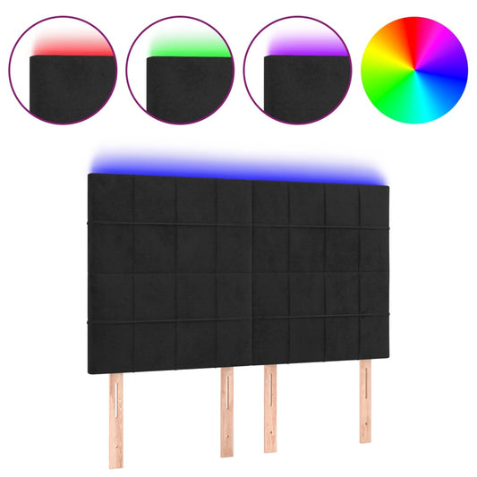 vidaXL Κεφαλάρι Κρεβατιού LED Μαύρο 144x5x118/128 εκ. Βελούδινο