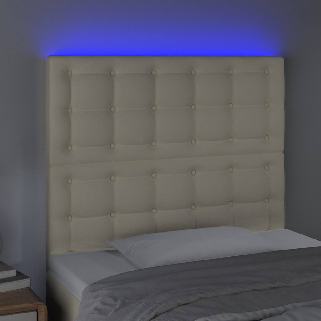vidaXL Κεφαλάρι Κρεβατιού LED Κρεμ 80x5x118/128 εκ