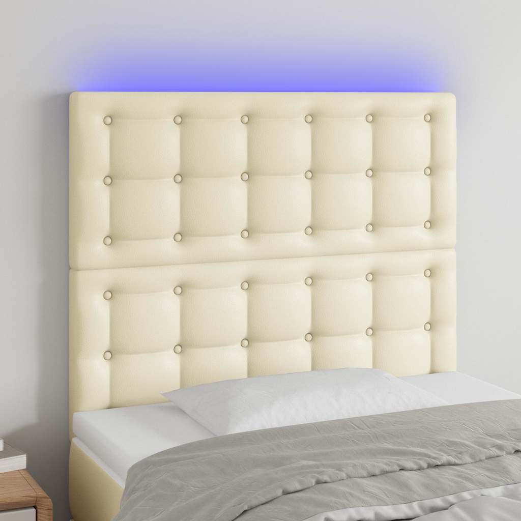 vidaXL Κεφαλάρι Κρεβατιού LED Κρεμ 80x5x118/128 εκ