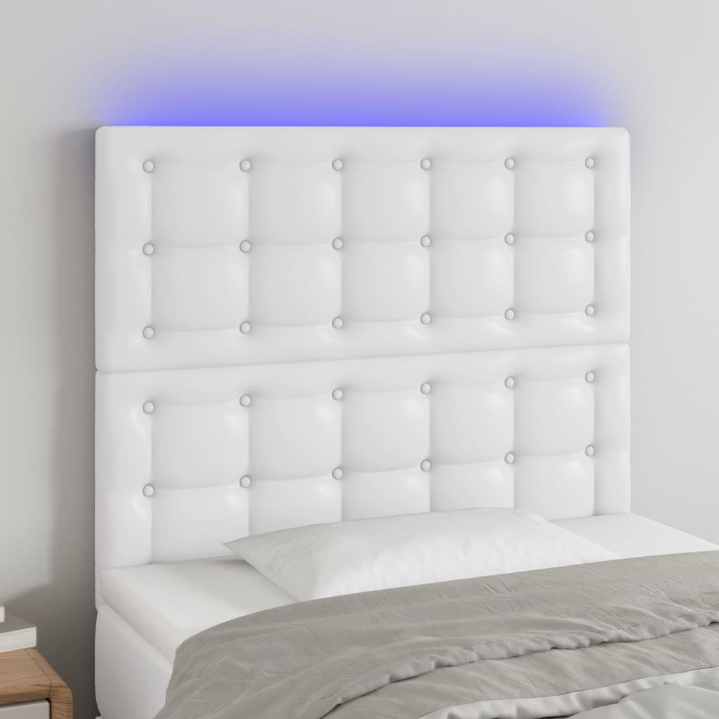 vidaXL Κεφαλάρι Κρεβατιού LED Λευκό 100x5x118/128 εκ