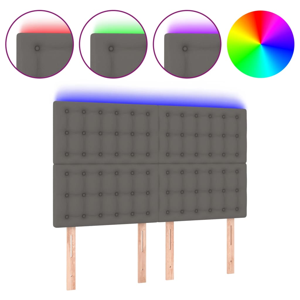 vidaXL Κεφαλάρι Κρεβατιού LED Γκρι 144x5x118/128 εκ