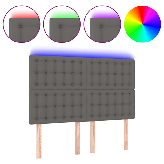 vidaXL Κεφαλάρι Κρεβατιού LED Γκρι 144x5x118/128 εκ