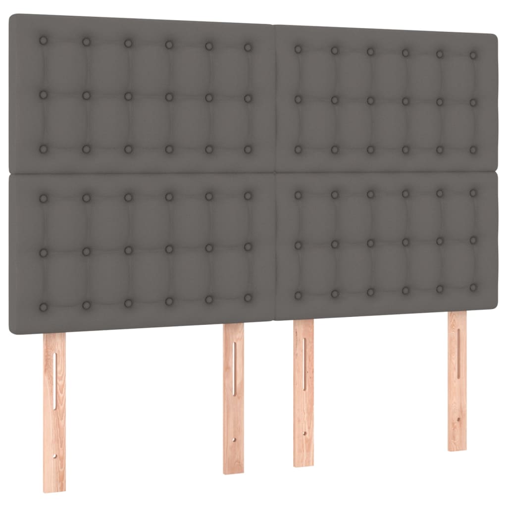 vidaXL Κεφαλάρι Κρεβατιού LED Γκρι 144x5x118/128 εκ