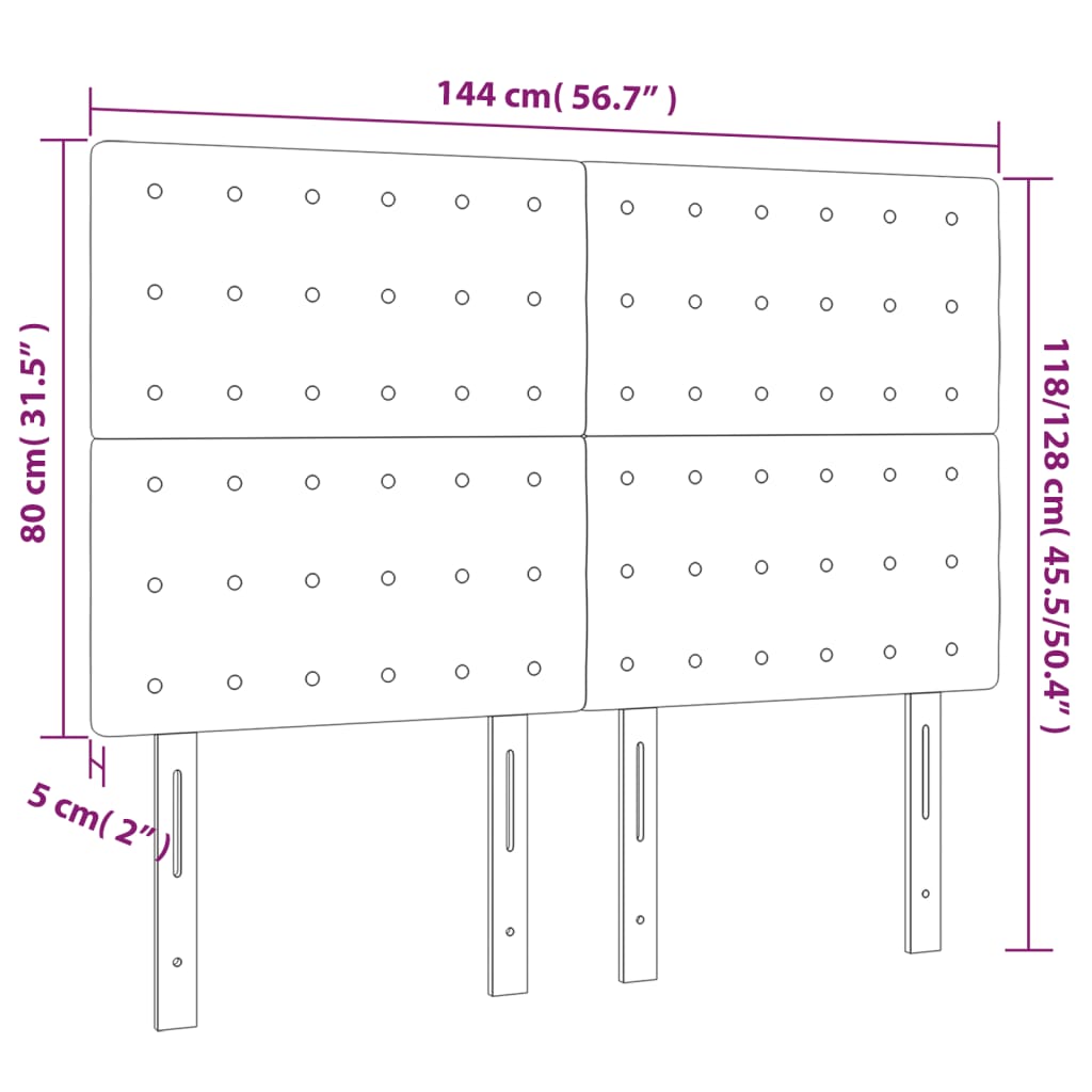 vidaXL Κεφαλάρι Κρεβατιού LED Καπουτσίνο 144x5x118/128 εκ
